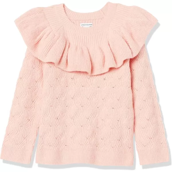 Amazon Essentials Girls and Toddlers Soft Touch Ruffle SweaterLight Pink