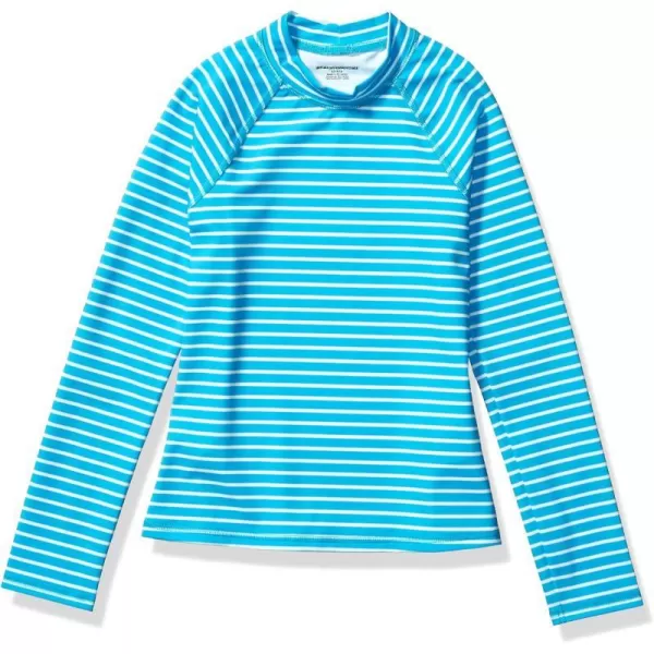 Amazon Essentials Girls and Toddlers UPF 50 LongSleeve RashguardBlue Stripe