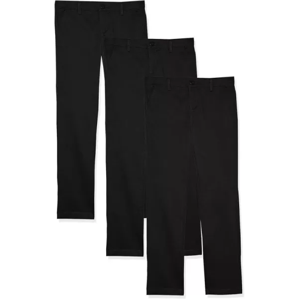 Amazon Essentials Girls and Toddlers Uniform FlatFront Chino Pants Pack of 3Black