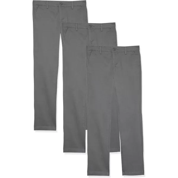 Amazon Essentials Girls and Toddlers Uniform FlatFront Chino Pants Pack of 3Grey