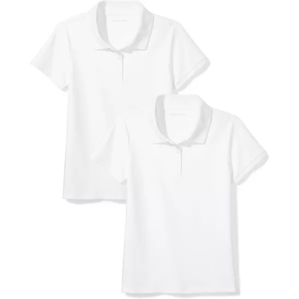 Amazon Essentials Girls and Toddlers Uniform ShortSleeve Interlock Polo Shirt Multipacks2 White