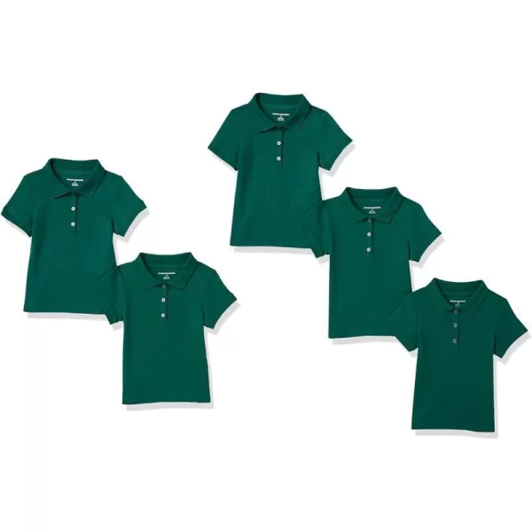 Amazon Essentials Girls and Toddlers Uniform ShortSleeve Interlock Polo Shirt Multipacks5 Dark Green