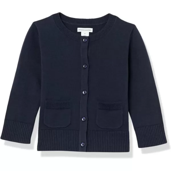 Amazon Essentials Girls and Toddlers Uniform Slim Fit Cardigan SweaterNavy