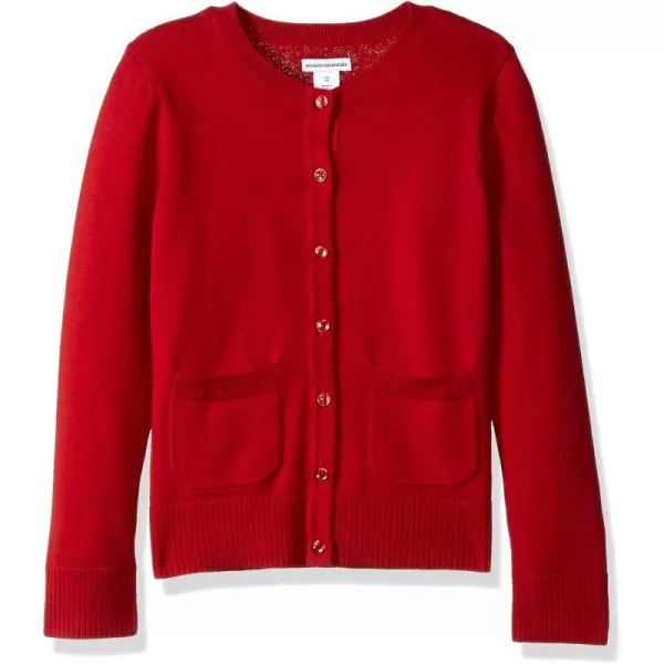 Amazon Essentials Girls and Toddlers Uniform Slim Fit Cardigan SweaterRed