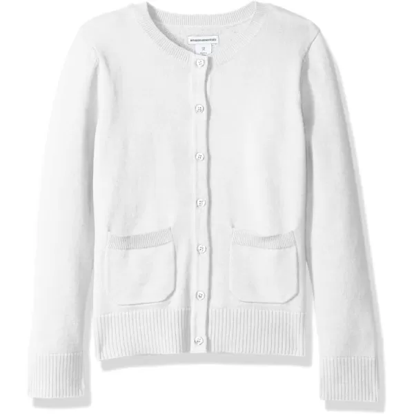 Amazon Essentials Girls and Toddlers Uniform Slim Fit Cardigan SweaterWhite