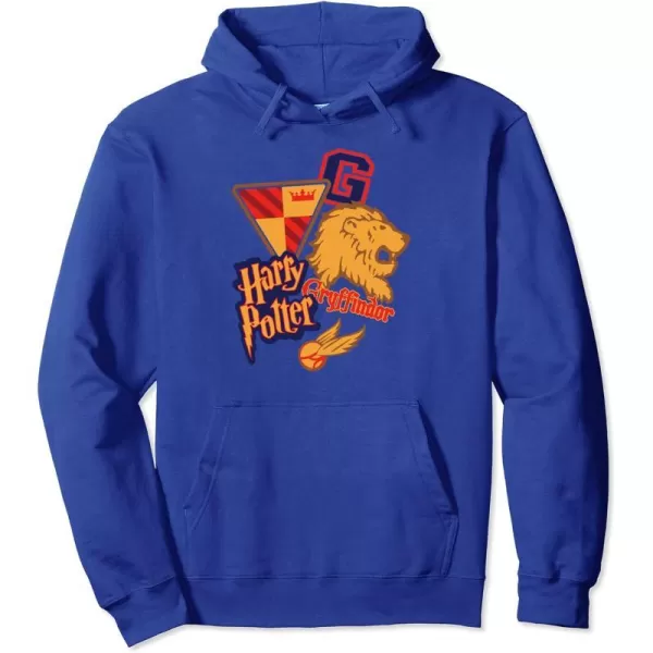 Amazon Essentials Harry Potter Gryffindor Collegiate Collage Pullover HoodieRoyal Blue