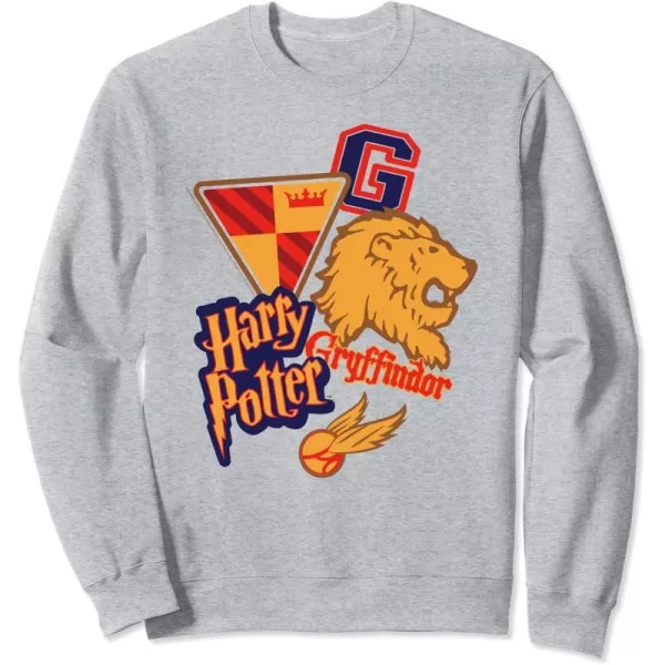 Amazon Essentials Harry Potter Gryffindor Collegiate Collage SweatshirtHeather Grey