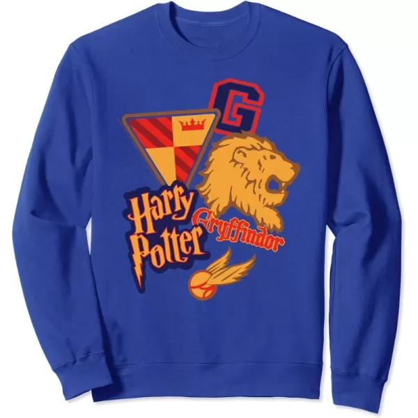 Amazon Essentials Harry Potter Gryffindor Collegiate Collage SweatshirtRoyal Blue