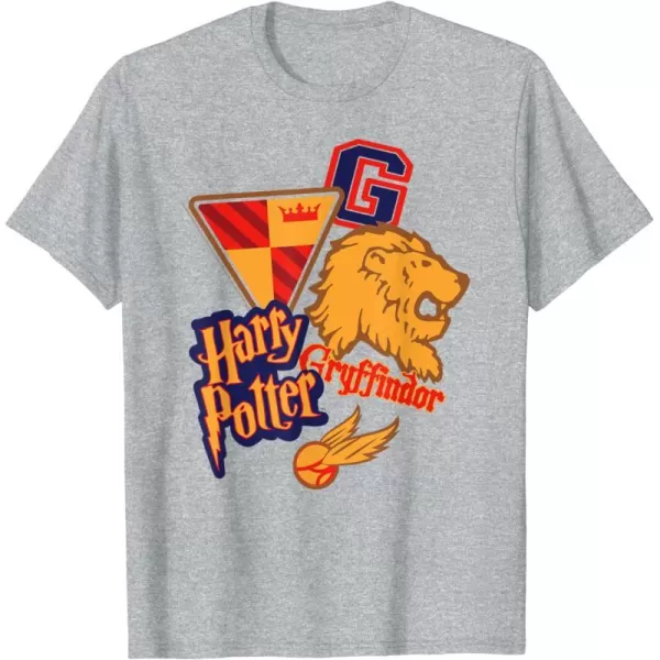 Amazon Essentials Harry Potter Gryffindor Collegiate Collage TShirtHeather Grey