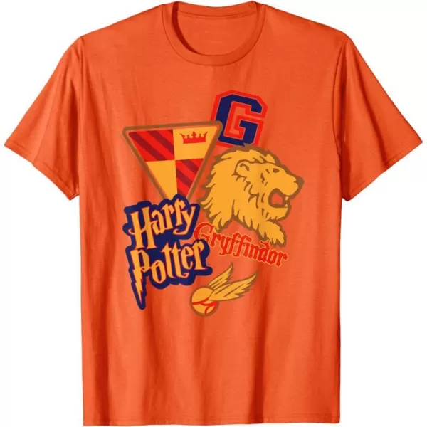 Amazon Essentials Harry Potter Gryffindor Collegiate Collage TShirtOrange