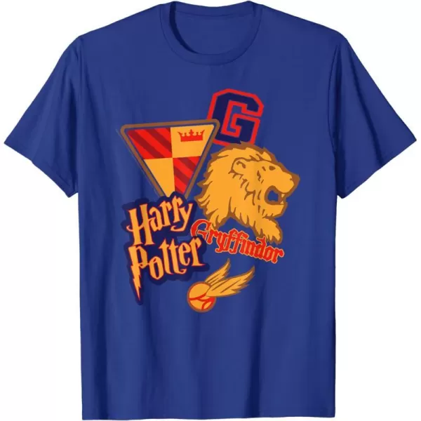 Amazon Essentials Harry Potter Gryffindor Collegiate Collage TShirtRoyal Blue