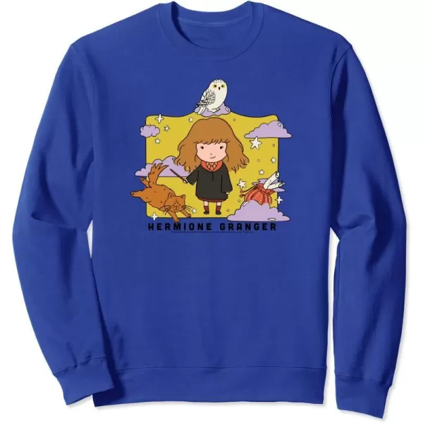 Amazon Essentials Harry Potter Hermione Granger Icons Cartoon Portrait SweatshirtRoyal Blue