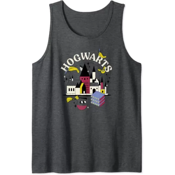 Amazon Essentials Harry Potter Hogwarts Castle Smiling Icons Tank TopDark Heather Grey