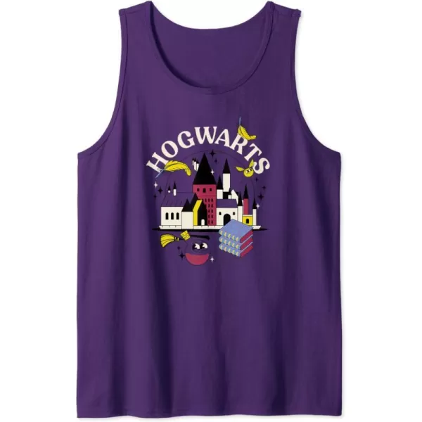 Amazon Essentials Harry Potter Hogwarts Castle Smiling Icons Tank TopPurple