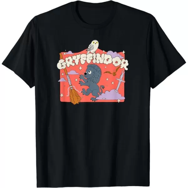 Amazon Essentials Harry Potter Hogwarts Gryffindor House Cartoon Scene TShirtBlack