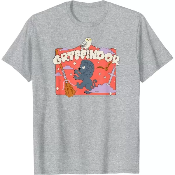 Amazon Essentials Harry Potter Hogwarts Gryffindor House Cartoon Scene TShirtHeather Grey