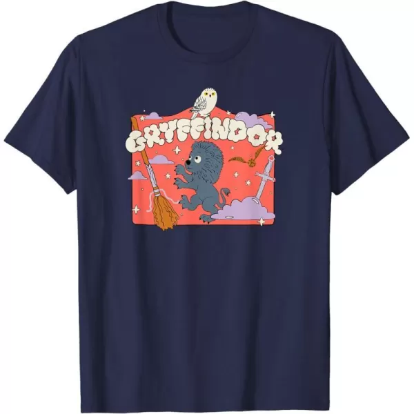 Amazon Essentials Harry Potter Hogwarts Gryffindor House Cartoon Scene TShirtNavy Blue