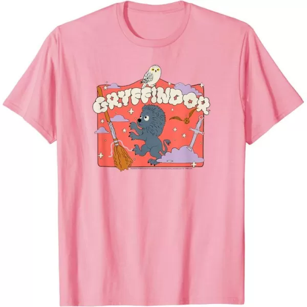 Amazon Essentials Harry Potter Hogwarts Gryffindor House Cartoon Scene TShirtPink