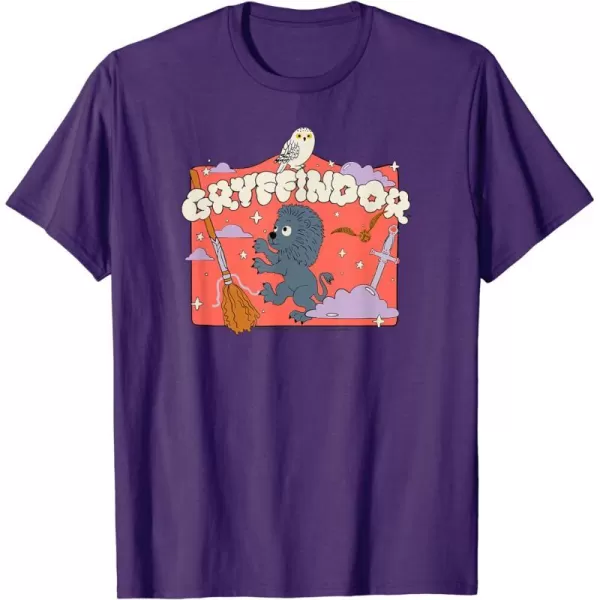 Amazon Essentials Harry Potter Hogwarts Gryffindor House Cartoon Scene TShirtPurple