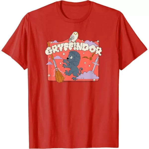 Amazon Essentials Harry Potter Hogwarts Gryffindor House Cartoon Scene TShirtRed