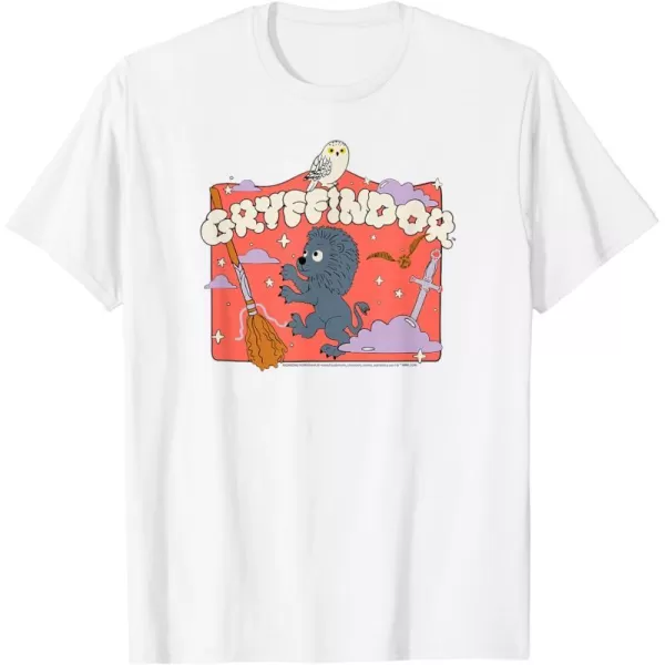 Amazon Essentials Harry Potter Hogwarts Gryffindor House Cartoon Scene TShirtWhite