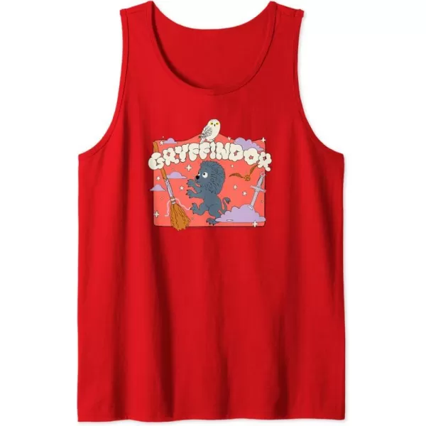 Amazon Essentials Harry Potter Hogwarts Gryffindor House Cartoon Scene Tank TopRed