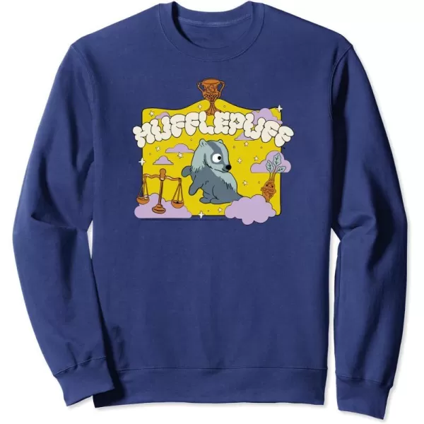 Amazon Essentials Harry Potter Hogwarts Hufflepuff House Cartoon Scene SweatshirtNavy Blue