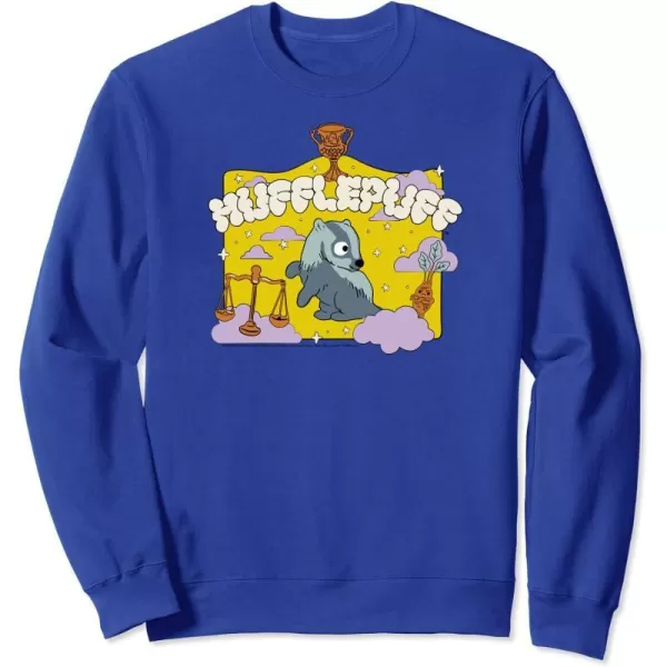 Amazon Essentials Harry Potter Hogwarts Hufflepuff House Cartoon Scene SweatshirtRoyal Blue