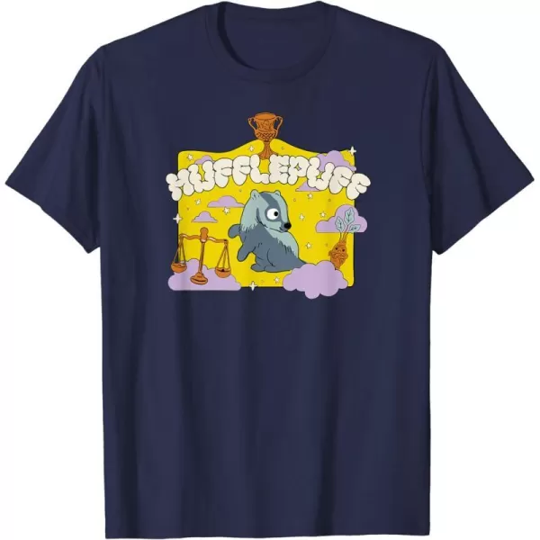 Amazon Essentials Harry Potter Hogwarts Hufflepuff House Cartoon Scene TShirtNavy Blue