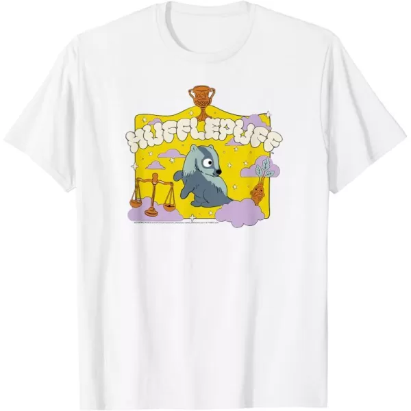 Amazon Essentials Harry Potter Hogwarts Hufflepuff House Cartoon Scene TShirtWhite