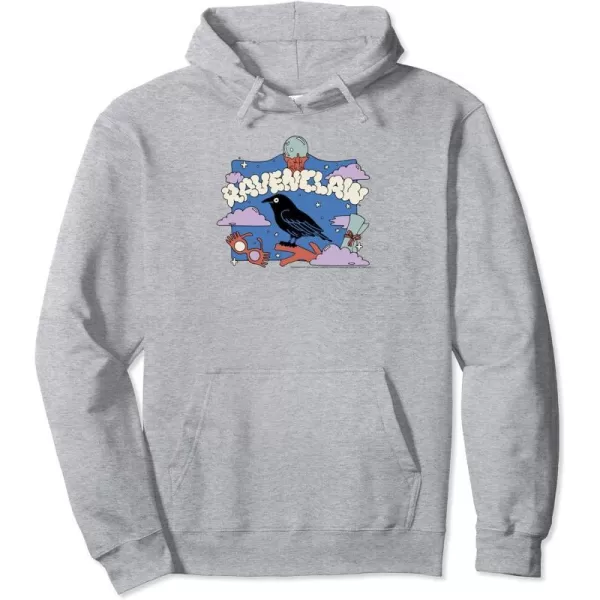 Amazon Essentials Harry Potter Hogwarts Ravenclaw House Cartoon Scene Pullover HoodieHeather Grey