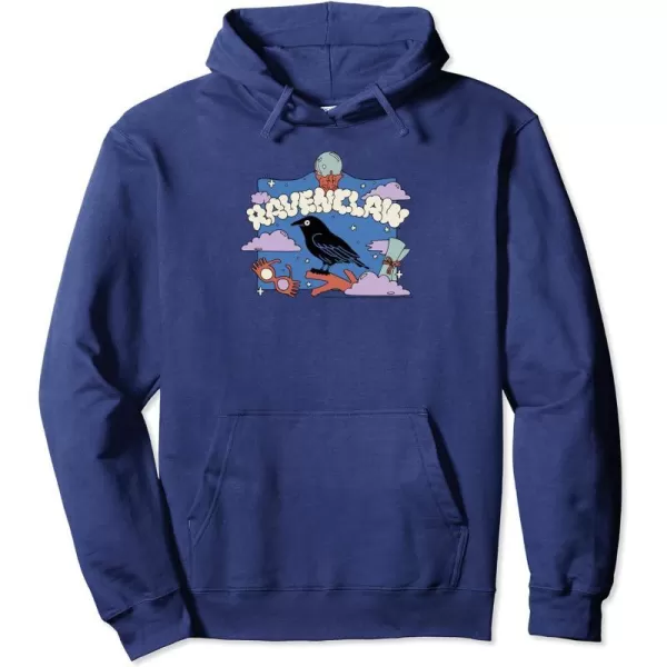 Amazon Essentials Harry Potter Hogwarts Ravenclaw House Cartoon Scene Pullover HoodieNavy Blue