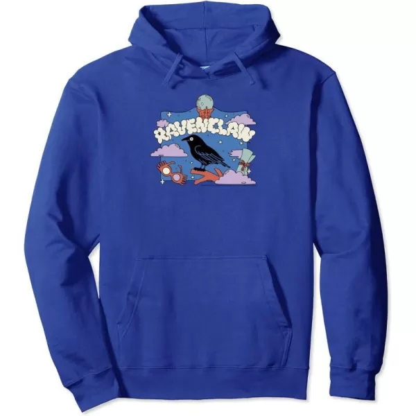 Amazon Essentials Harry Potter Hogwarts Ravenclaw House Cartoon Scene Pullover HoodieRoyal Blue