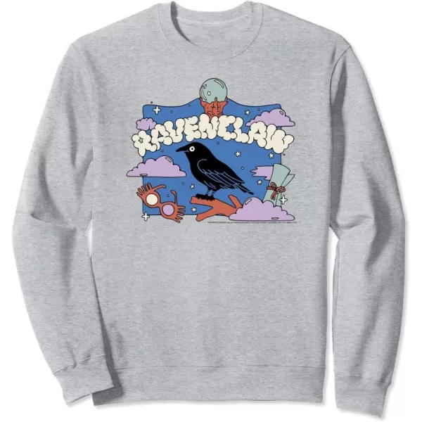 Amazon Essentials Harry Potter Hogwarts Ravenclaw House Cartoon Scene SweatshirtHeather Grey