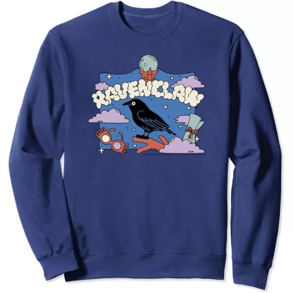 Amazon Essentials Harry Potter Hogwarts Ravenclaw House Cartoon Scene SweatshirtNavy Blue