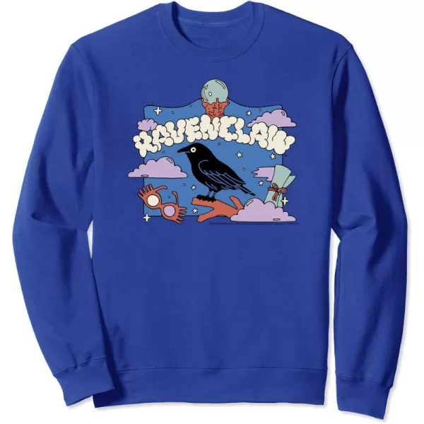 Amazon Essentials Harry Potter Hogwarts Ravenclaw House Cartoon Scene SweatshirtRoyal Blue
