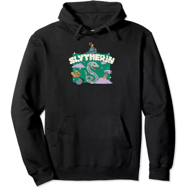 Amazon Essentials Harry Potter Hogwarts Slytherin House Cartoon Scene Pullover HoodieBlack