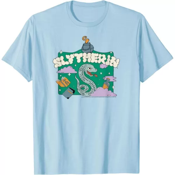 Amazon Essentials Harry Potter Hogwarts Slytherin House Cartoon Scene TShirtBaby Blue