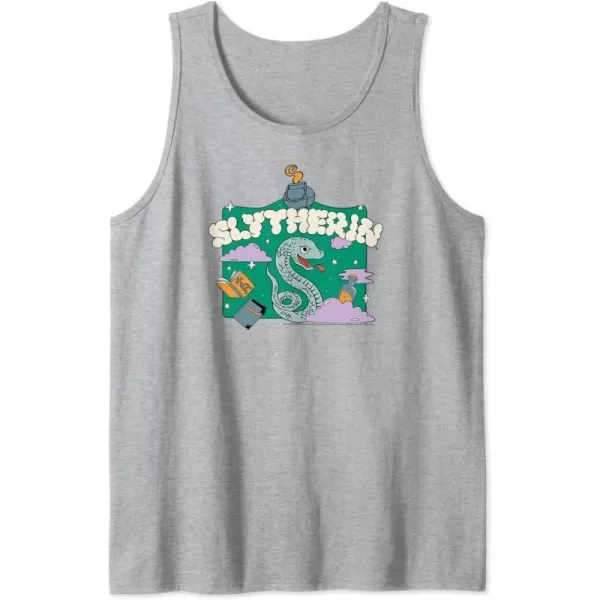 Amazon Essentials Harry Potter Hogwarts Slytherin House Cartoon Scene Tank TopHeather Grey