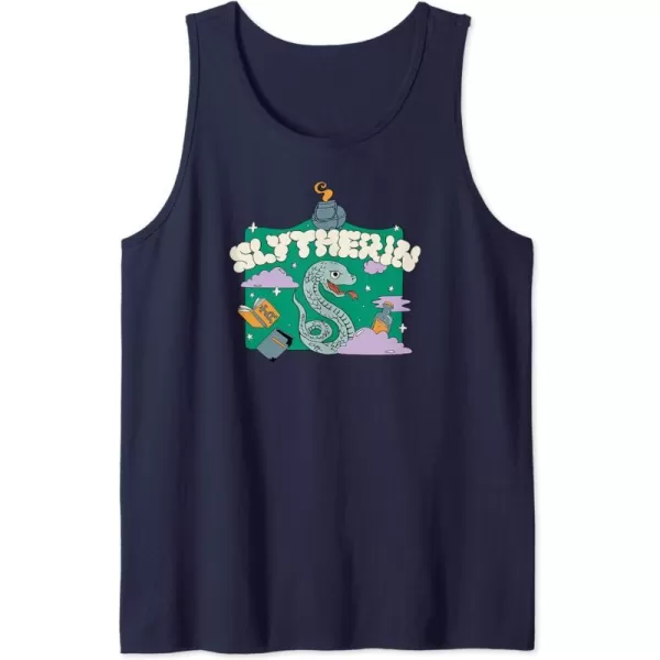 Amazon Essentials Harry Potter Hogwarts Slytherin House Cartoon Scene Tank TopNavy Blue