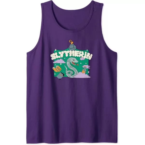 Amazon Essentials Harry Potter Hogwarts Slytherin House Cartoon Scene Tank TopPurple