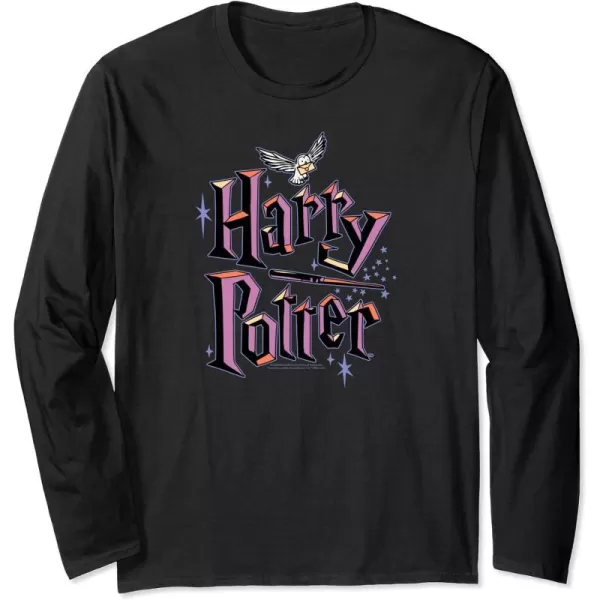 Amazon Essentials Harry Potter Multicolor Purple Logo Long Sleeve TShirtBlack