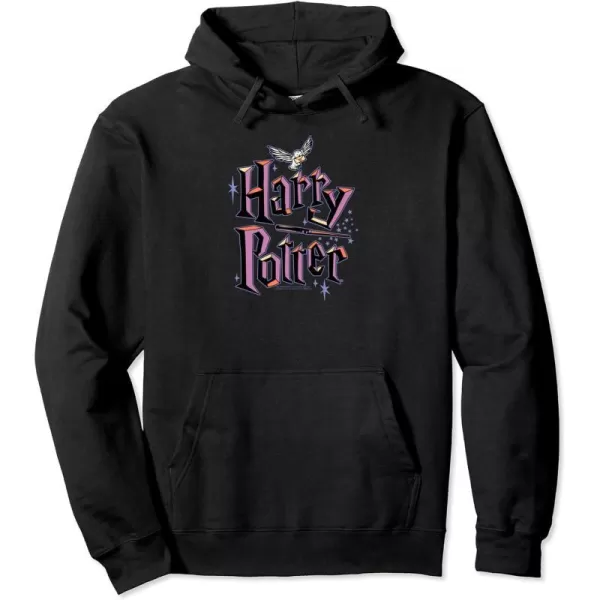 Amazon Essentials Harry Potter Multicolor Purple Logo Pullover HoodieBlack