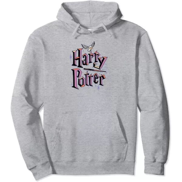 Amazon Essentials Harry Potter Multicolor Purple Logo Pullover HoodieHeather Grey