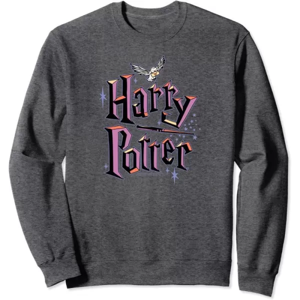 Amazon Essentials Harry Potter Multicolor Purple Logo SweatshirtDark Heather Grey