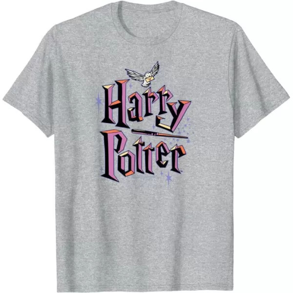 Amazon Essentials Harry Potter Multicolor Purple Logo TShirtHeather Grey