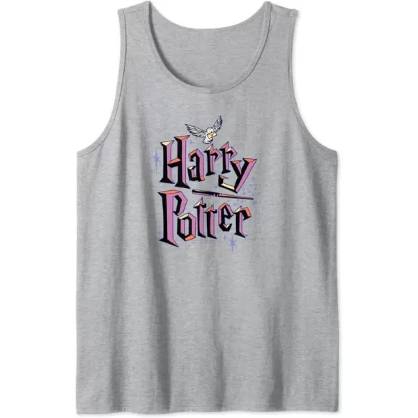 Amazon Essentials Harry Potter Multicolor Purple Logo Tank TopHeather Grey