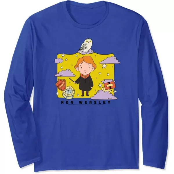 Amazon Essentials Harry Potter Ron Weasley Icons Cartoon Portrait Long Sleeve TShirtRoyal Blue