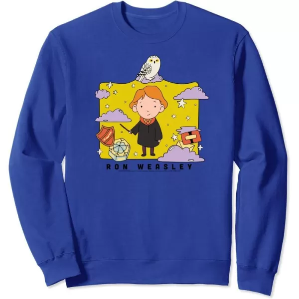 Amazon Essentials Harry Potter Ron Weasley Icons Cartoon Portrait SweatshirtRoyal Blue