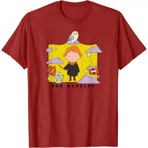 Amazon Essentials Harry Potter Ron Weasley Icons Cartoon Portrait TShirtCranberry Red